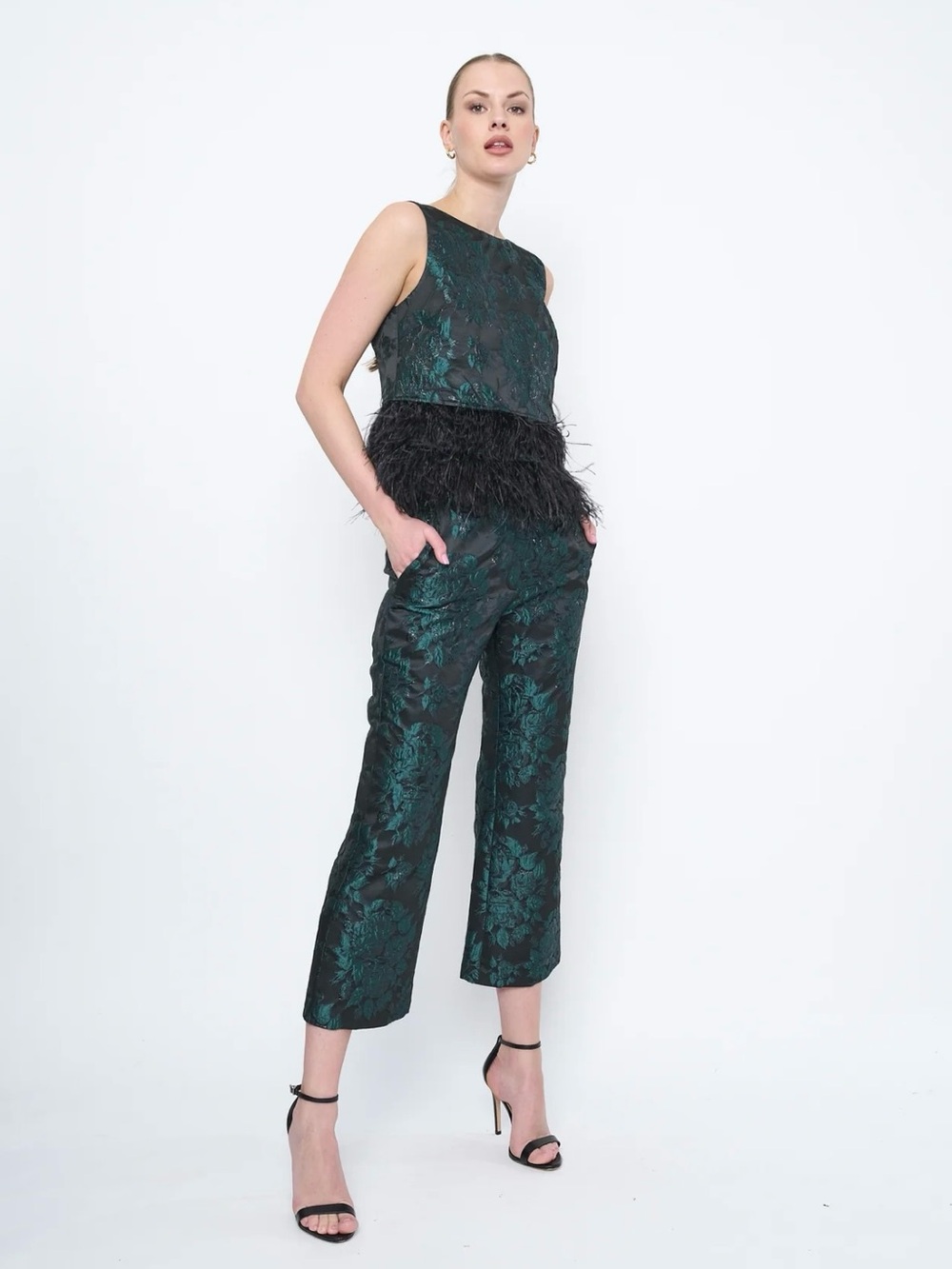 #10🆕~ FLORA BEA NYC Bello Top & Kasey Pants in Forest Oak Green Floral Pants Set
